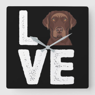 Dog Lover I Love Chocolate Labrador Square Wall Clock