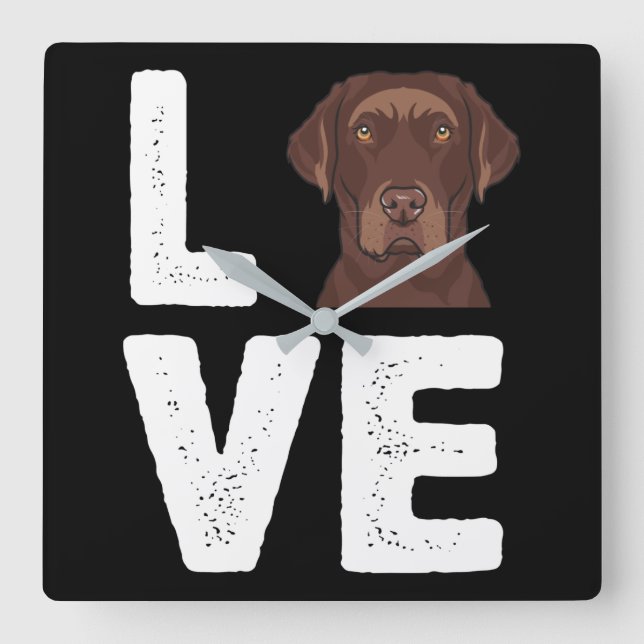 Dog Lover | I Love Chocolate Labrador Square Wall Clock (Front)