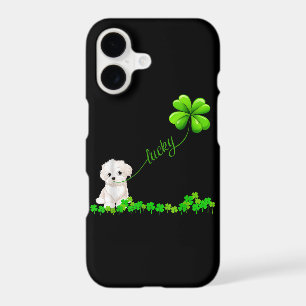 Dog Lover Irish Shamrock Lucky With Cute Maltese
