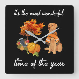Dog Lover It's The Most Wonderful Time Of The Year Square Wall Clock