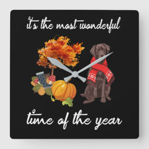 Dog Lover It's The Most Wonderful Time Of Year Square Wall Clock