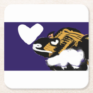 Dog lover joy square paper coaster