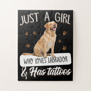 Dog Lover   Just A Girl Who Loves Labrador Tattoos Jigsaw Puzzle