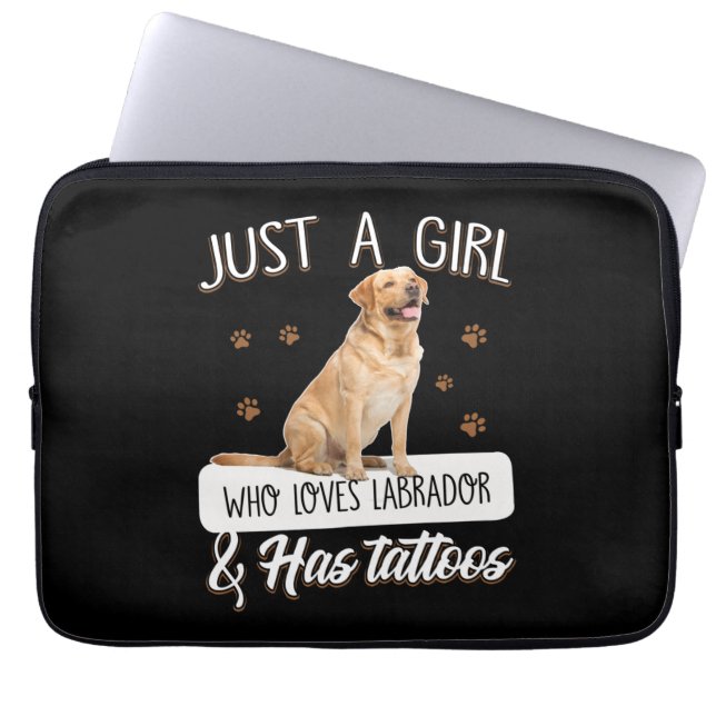 Dog Lover | Just A Girl Who Loves Labrador Tattoos Laptop Sleeve (Front)