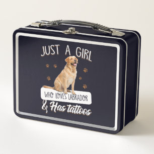 Dog Lover Just A Girl Who Loves Labrador Tattoos Metal Lunch Box