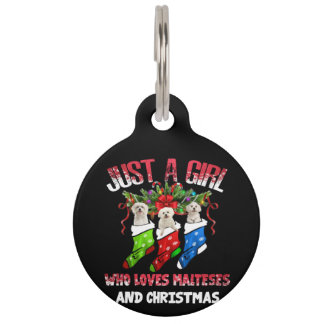 Dog Lover |Just A Girl Who Loves Maltese Christmas Pet Tag