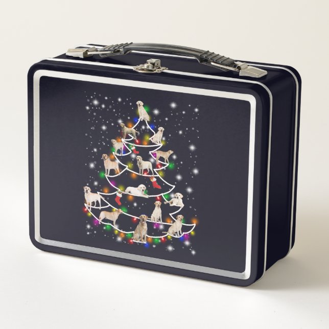 Dog Lover | Labrador Christmas Tree Metal Lunch Box (Front)
