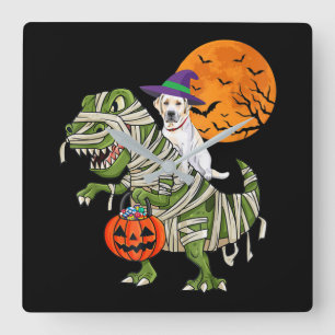 Dog Lover   Labrador Retriever Riding Mummy T Rex Square Wall Clock