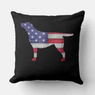 Dog Lover   Labrador Retriever Silhouette USA Flag Cushion