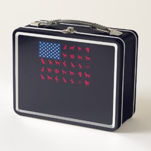 Dog Lover   Labrador Retriever USA American Flag Metal Lunch Box