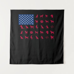 Dog Lover Labrador Retriever USA American Flag Tapestry