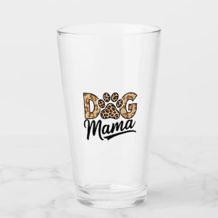 Dog Lover Leopard Print Paw Glass