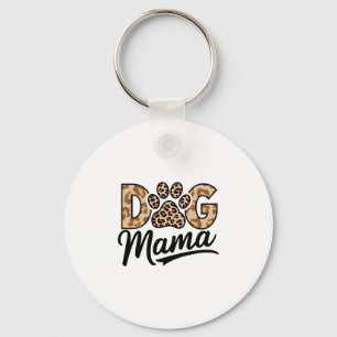 Dog Lover Leopard Print Paw Key Ring