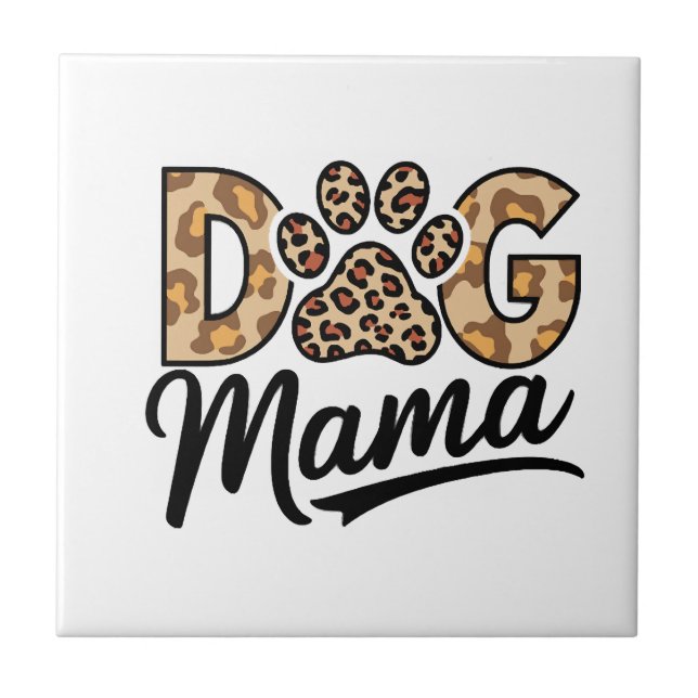 Dog Lover Leopard Print Paw Tile (Front)