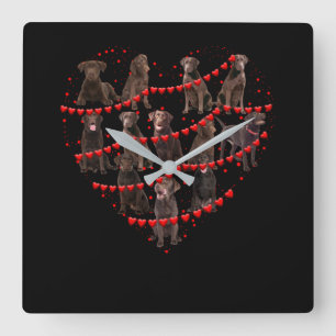 Dog Lover  Love Heart Chocolate Labrador Valentine Square Wall Clock