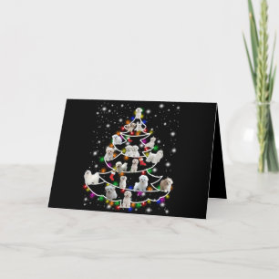 Dog Lover   Maltese Christmas Tree Fairy Light Holiday Card