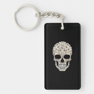 Dog Lover   Maltese Dog Halloween Skull Key Ring