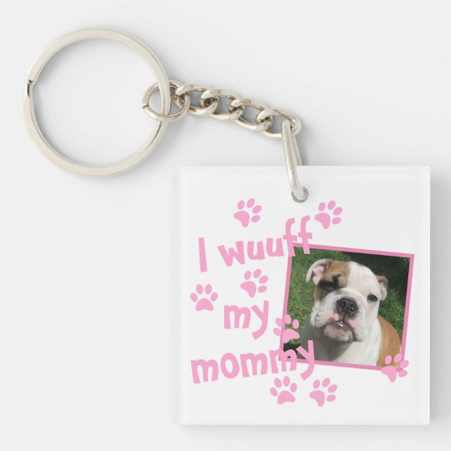 Dog Lover Mama with Personalised Photo Key Ring (Front)