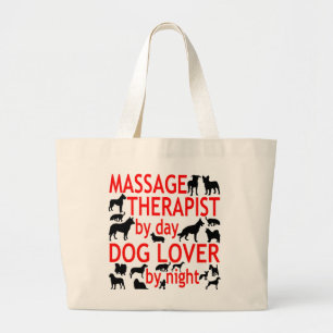 Dog Lover Massage Therapist Large Tote Bag