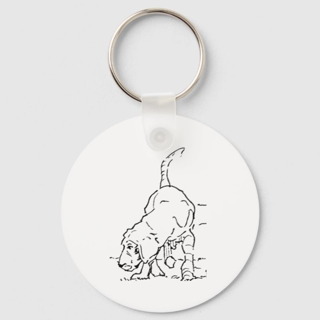 Dog Lover Memory, Beagle Illustration Key Ring (Front)