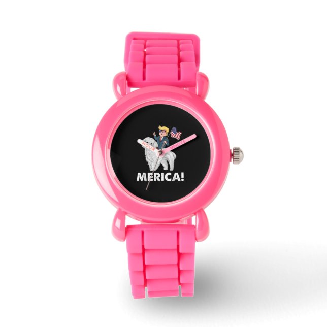 Dog Lover |Merica Trump Riding Maltese 4th Of July Watch (Front)