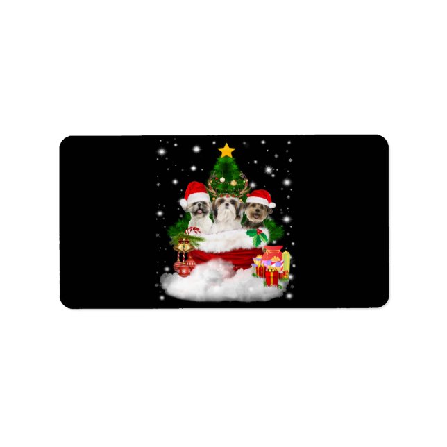 Dog Lover | Merry Christmas Beautiful Shih Tzu Label (Front)