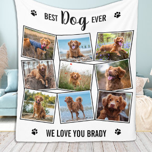 Dog Lover Modern Pet Custom 9 Photo Collage Fleece Blanket