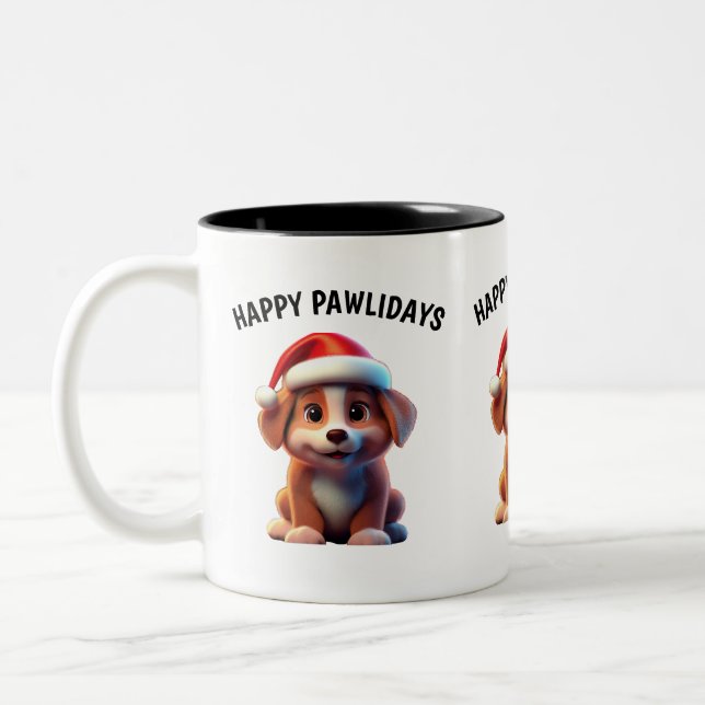 Dog lover mug - Happy Pawlidays (Left)