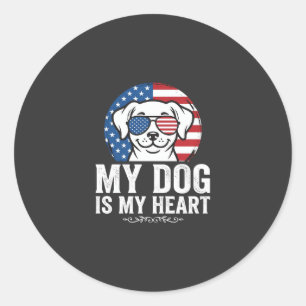 Dog Lover My Dog Is My Heart Classic Round Sticker
