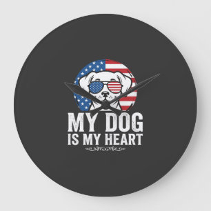 Dog Lover My Dog Is My Heart Large Clock