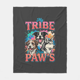 Dog Lover My Tribe Has Paws Fleece Blanket