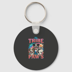 Dog Lover My Tribe Has Paws Key Ring