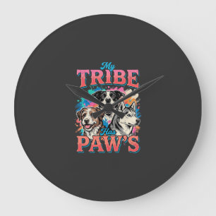 Dog Lover My Tribe Has Paws Large Clock