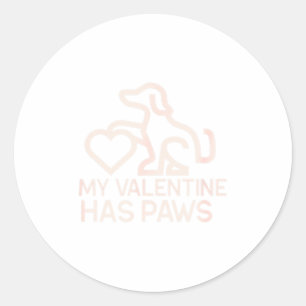 Dog Lover My Valentine Has Paws Classic Round Sticker