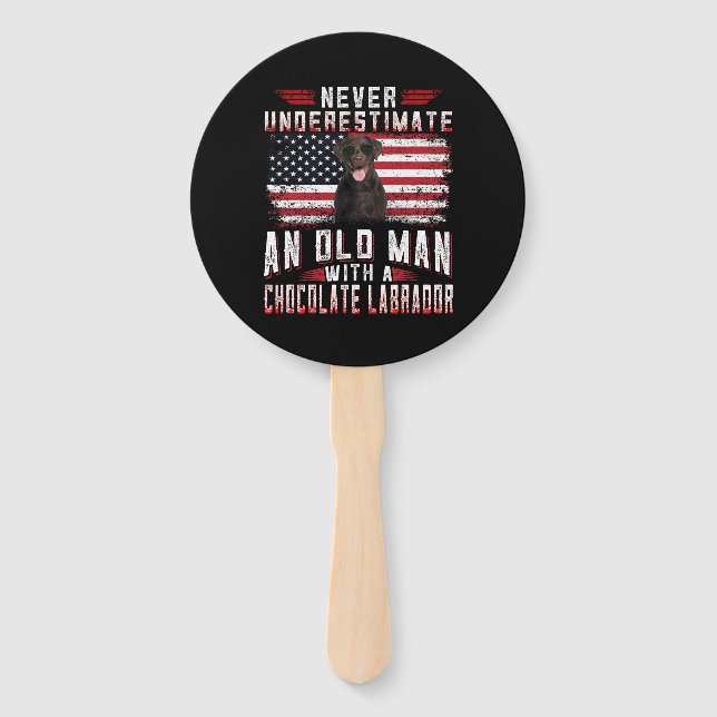 Dog Lover | Never Underestimate Old Man Labrador Hand Fan (Front)