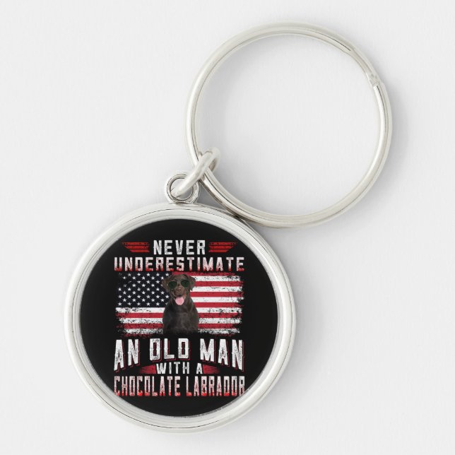 Dog Lover | Never Underestimate Old Man Labrador Key Ring (Front)