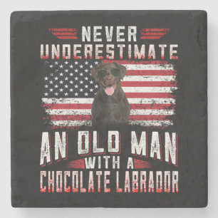Dog Lover Never Underestimate Old Man Labrador Stone Coaster