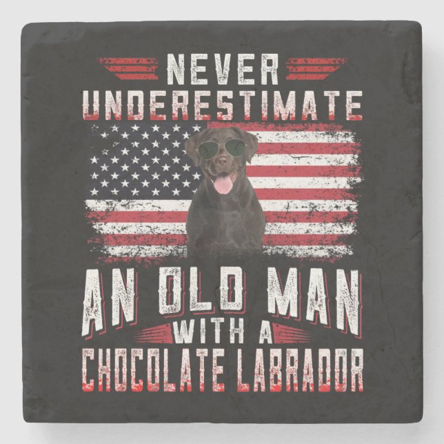 Dog Lover | Never Underestimate Old Man Labrador Stone Coaster (Front)