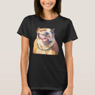 Dog Lover Oil Painting Funny Face Of An English Bu T-Shirt