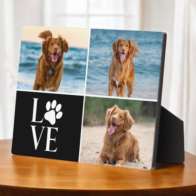 Dog Lover Paw Pets Modern 3 Photo Collage  Plaque (Creator Uploaded)