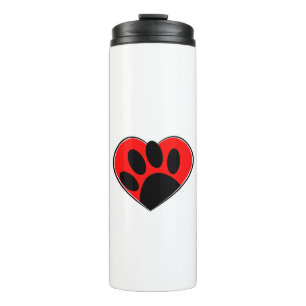 Dog Lover Paw Print And Red Heart Thermal Tumbler