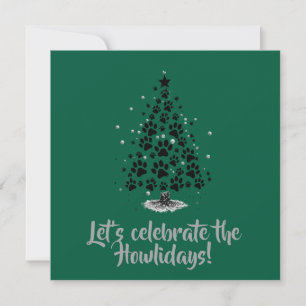 Dog Lover Paw Print Christmas Tree Invitation