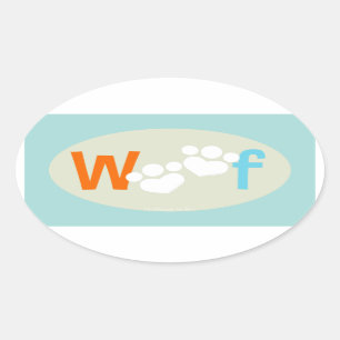 Dog Lover Paw Print WOOF Oval Sticker