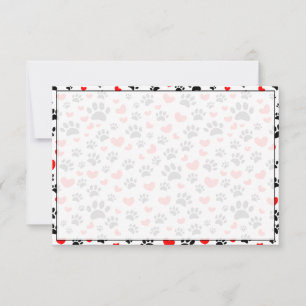 Dog Lover Paw Prints and Hearts Custom Card