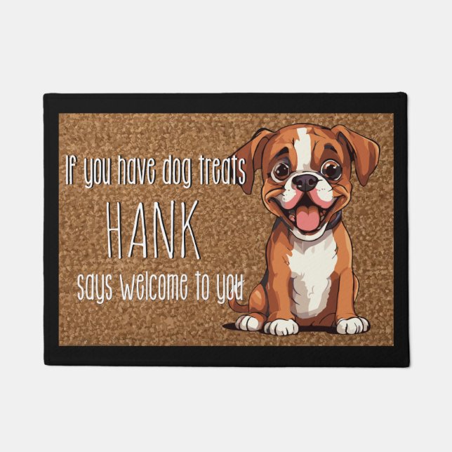 Dog Lover Personalised Boxer Dog Puppy Name  Doormat (Front)