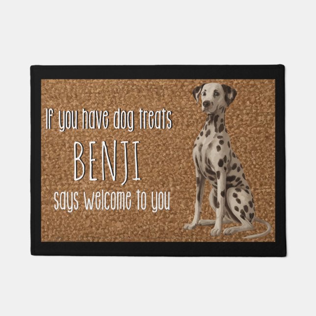 Dog Lover Personalised Dalmatian Dog Name  Doormat (Front)