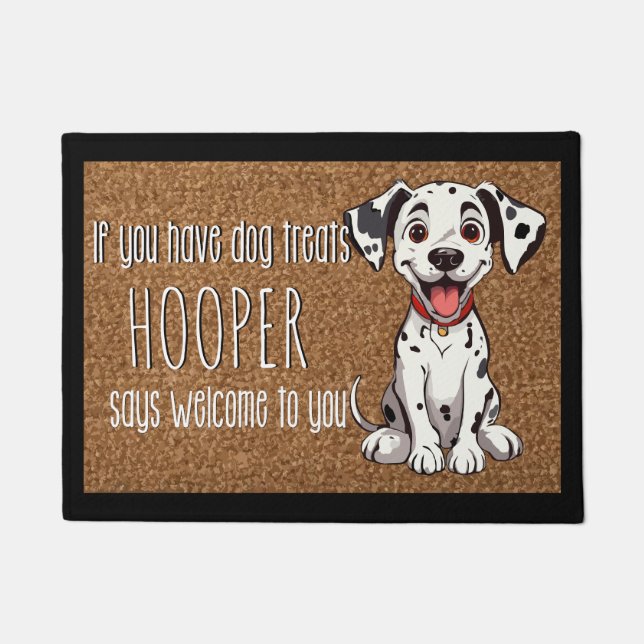 Dog Lover Personalised Dalmatian Dog Puppy Name Doormat (Front)