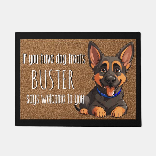 Dog Lover Personalised German Shepherd Puppy Name  Doormat (Front)