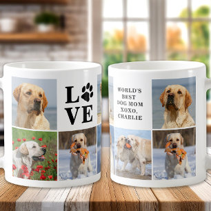 Dog Lover Personalised LOVE Paw 8 Photo Collage Coffee Mug