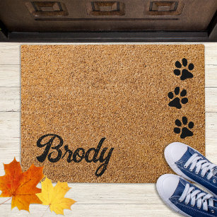 Dog Lover Personalised Paw Prints Monogram Name Doormat